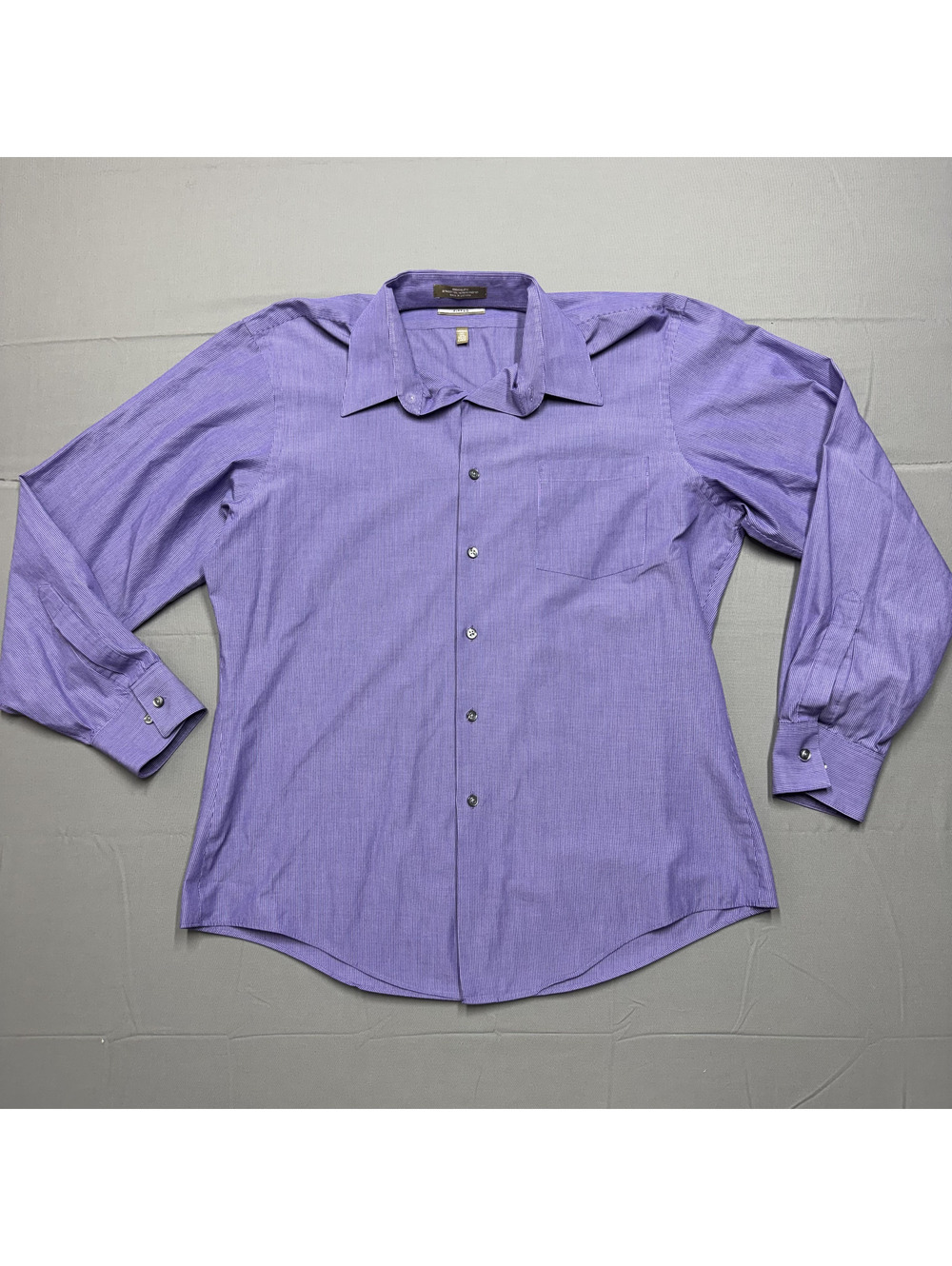 Van Heusen Mens Dress Shirt Fitted Wrinkle Free Striped L 16.5 34/35 Purple